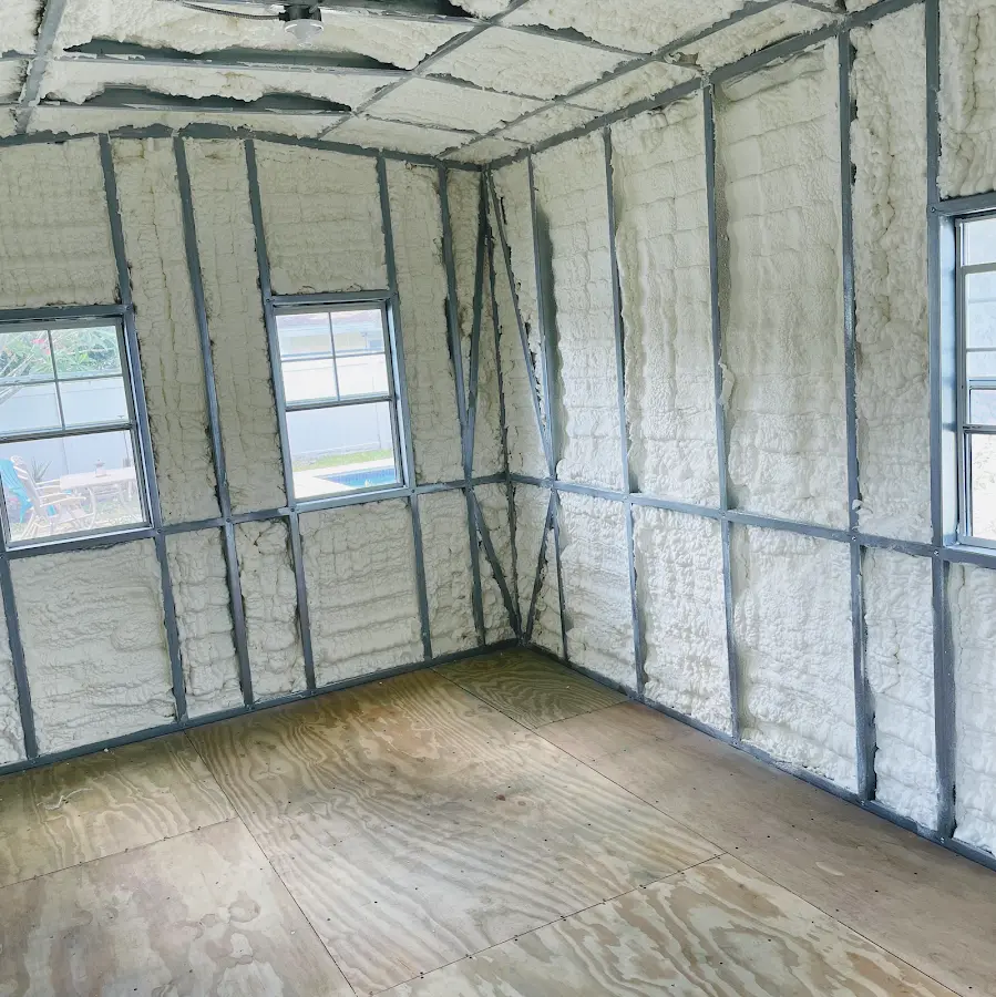 Closed-cell spray foam insulation applied to wall cavities in a residential project in Moraga